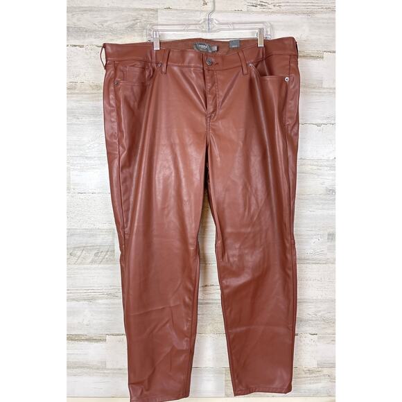 Torrid Women’s 22R Brown Perfect Skinny Faux Leather Mid Rise Pants NEW - Picture 3 of 8